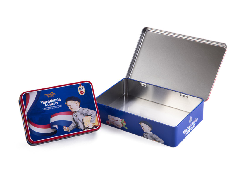 rectangular hinged tin box