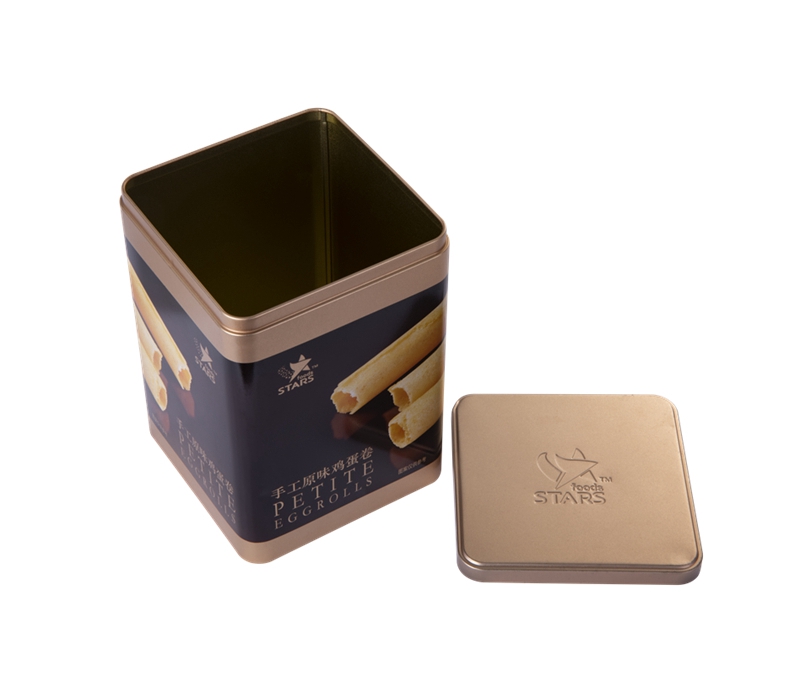 Square tin box for egg roll packaging