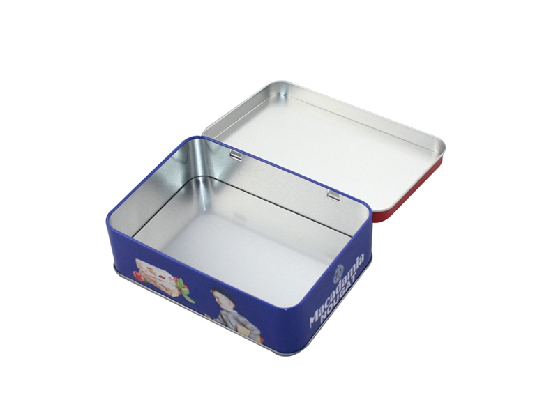 small rectangular hinged tin box