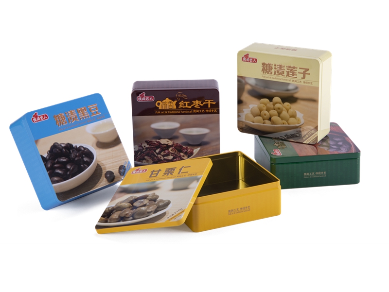 Square food packaging tin box 