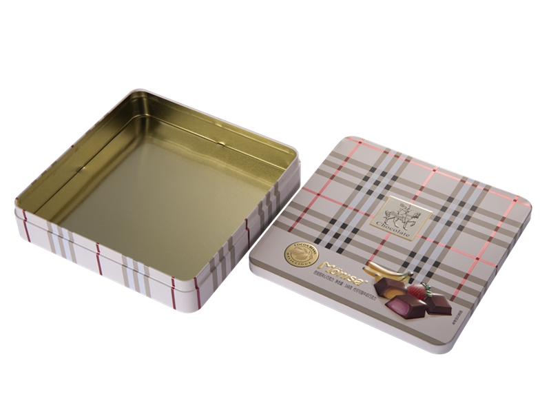 Square chocolate tin box