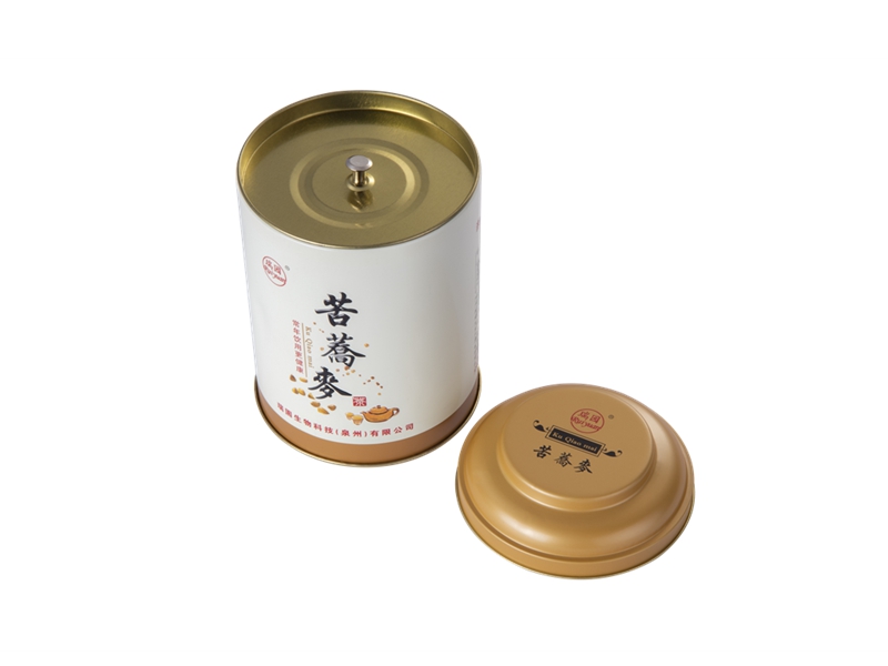 Round tin box with double cover