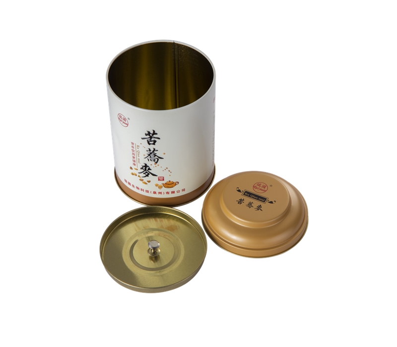 Round tin box with double cover