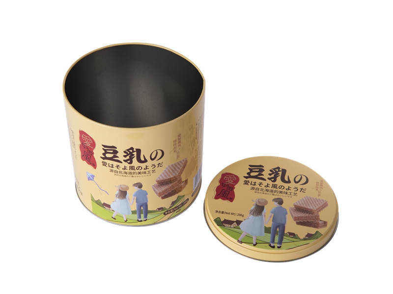 Cylinder biscuit tin box