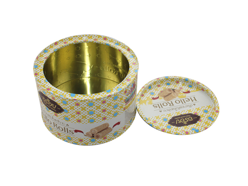 Round egg roll tin box Round egg roll tin box